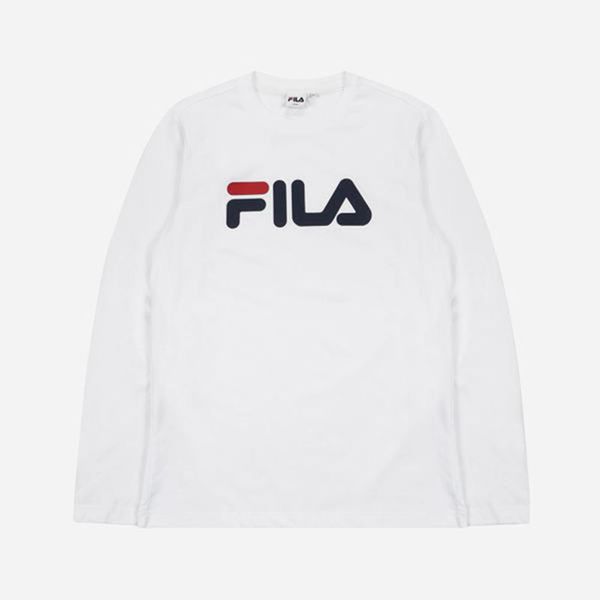 Fila Tričká Damske Biele - Linear Logo L/S Vypredaj - Slovakia 72013-PJQX